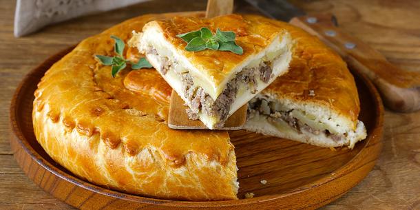 Пирог с курой и грибами