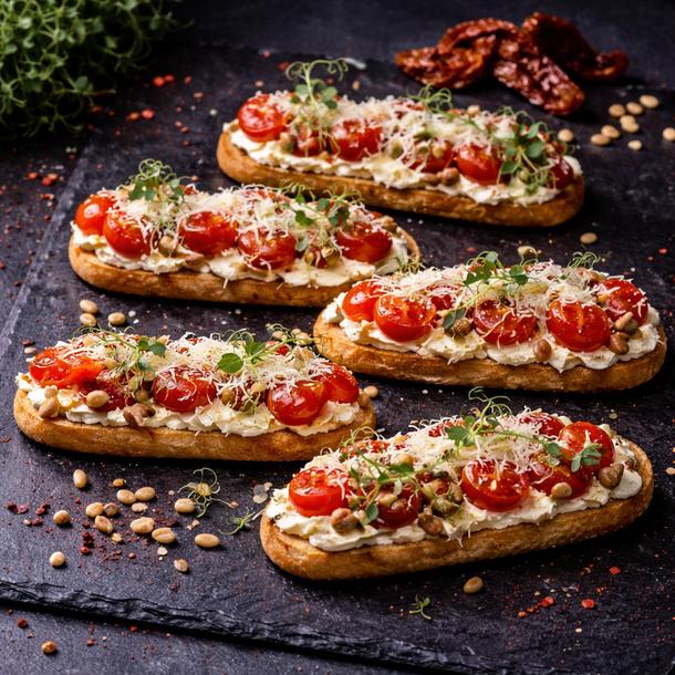 Эклеры "Овечий сыр с вяленым томатом"