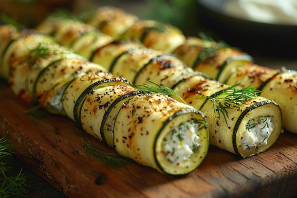 Рулетики из цуккини с сырной начинкой Рулетики из цуккини с сырной начинкой