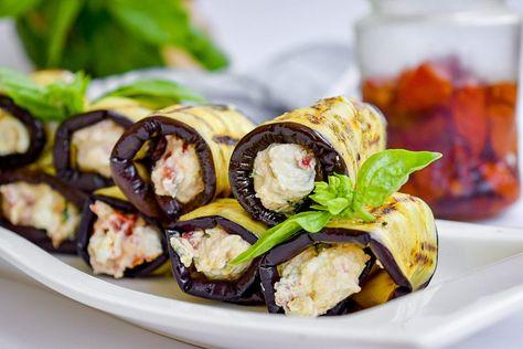 Рулетики из баклажан с ореховой начинкой и кинзой